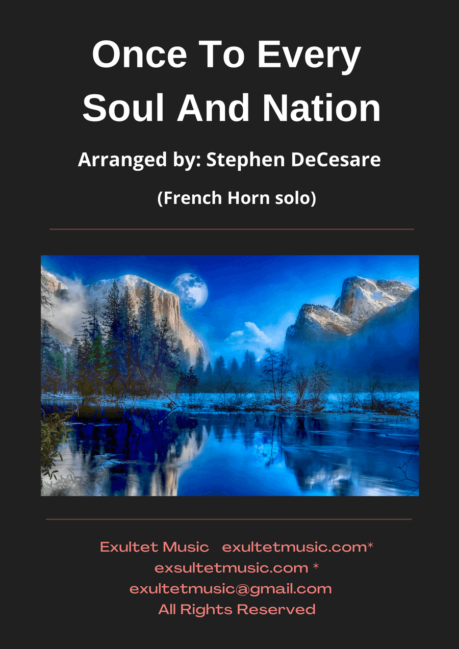 Once To Every Soul And Nation (French Horn solo and Piano) Piano scores gallery preview page 1