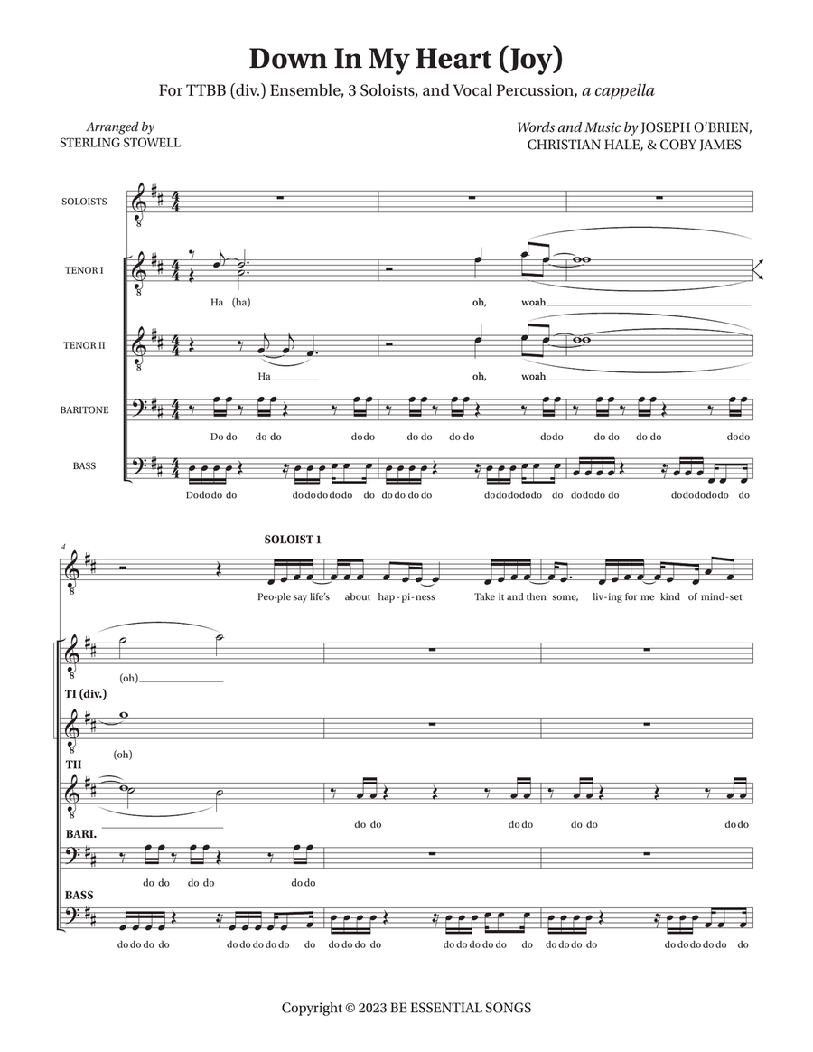 Down In My Heart (joy) TTBB scores gallery preview page 1