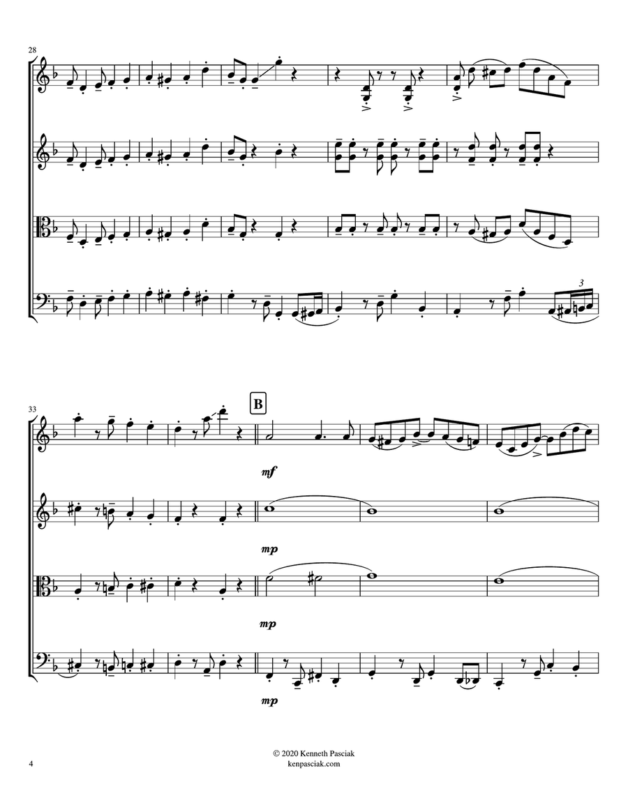 El Cachorrito (for String Quartet) String Quartet scores gallery preview page 6