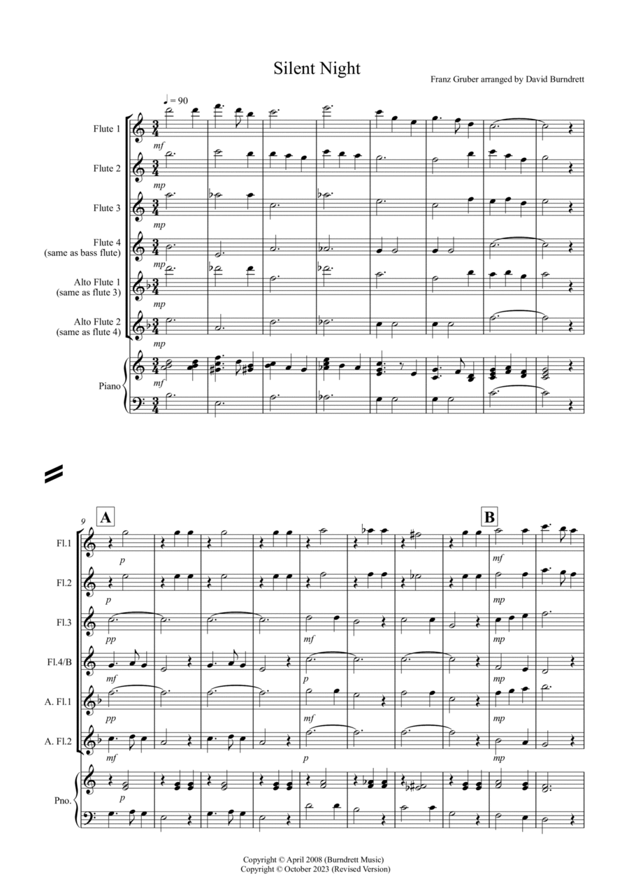 Silent Night for Flute Quartet Flute Quartet scores gallery preview page 1