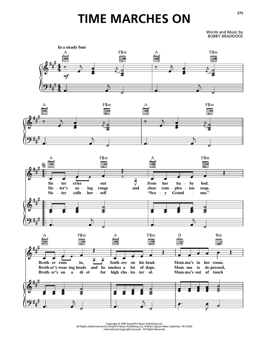 Time Marches On Piano, Vocal, Guitar scores gallery preview page 1