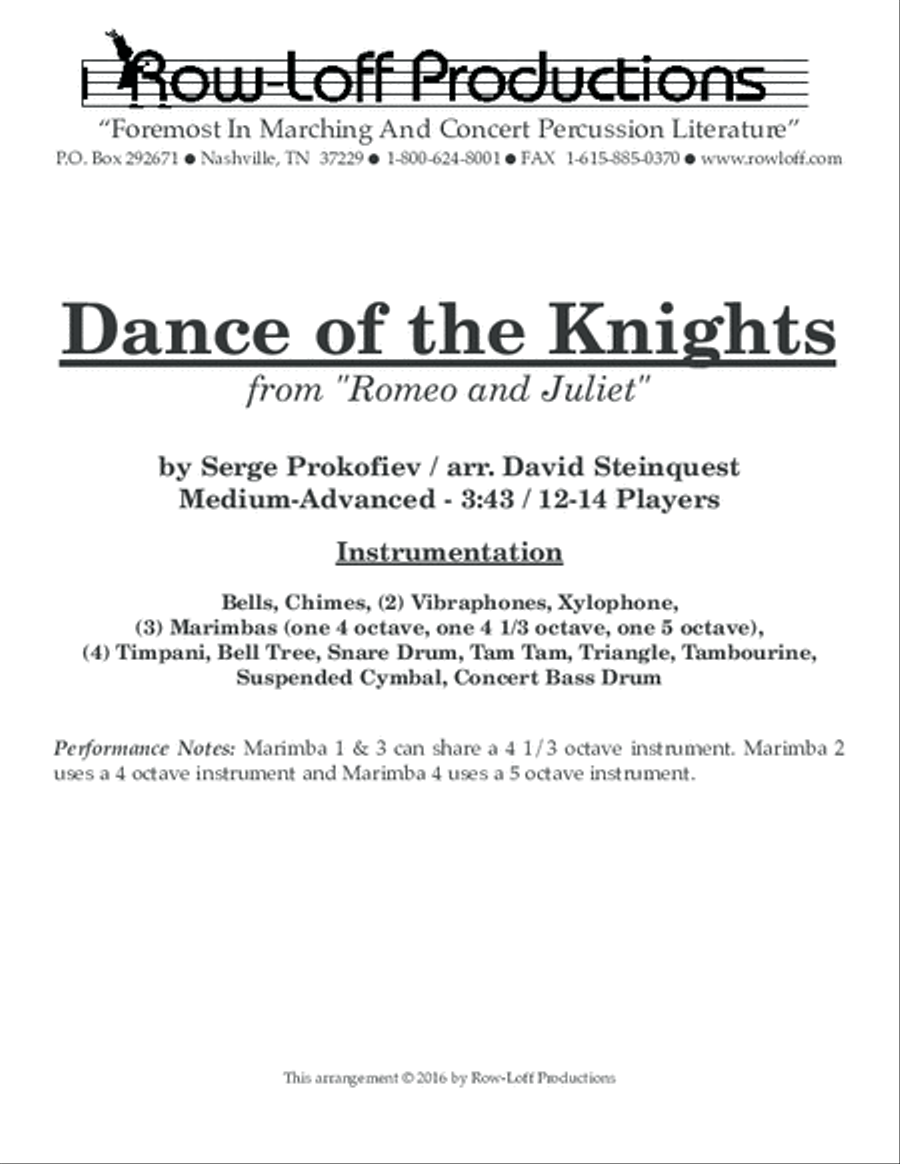 Dance of the Knights from Romeo & Juliet Percussion Ensemble scores gallery preview page 2