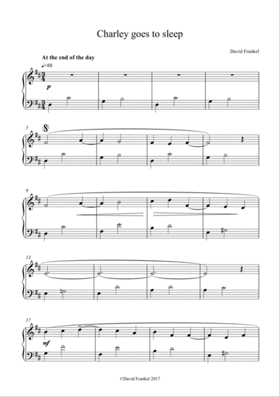 Charley Goes To Sleep Charley Goes To Sleep Piano Solo scores gallery preview page 1