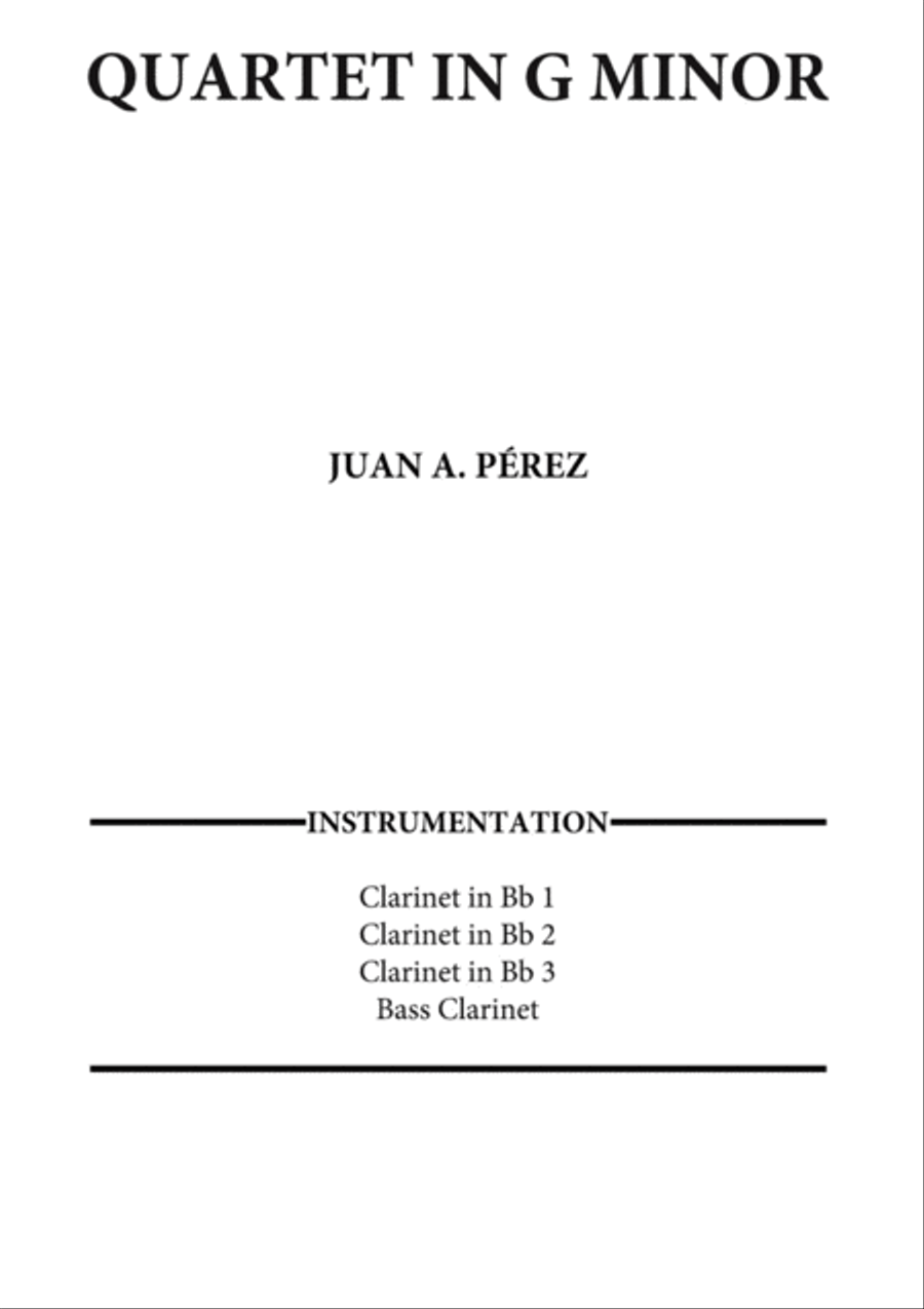 Quartet in G Minor Clarinet Quartet scores gallery preview page 1