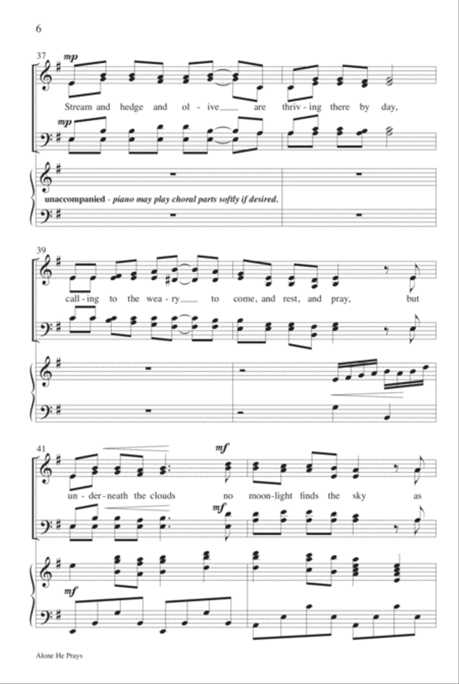 Alone He Prays 4-Part scores gallery preview page 7