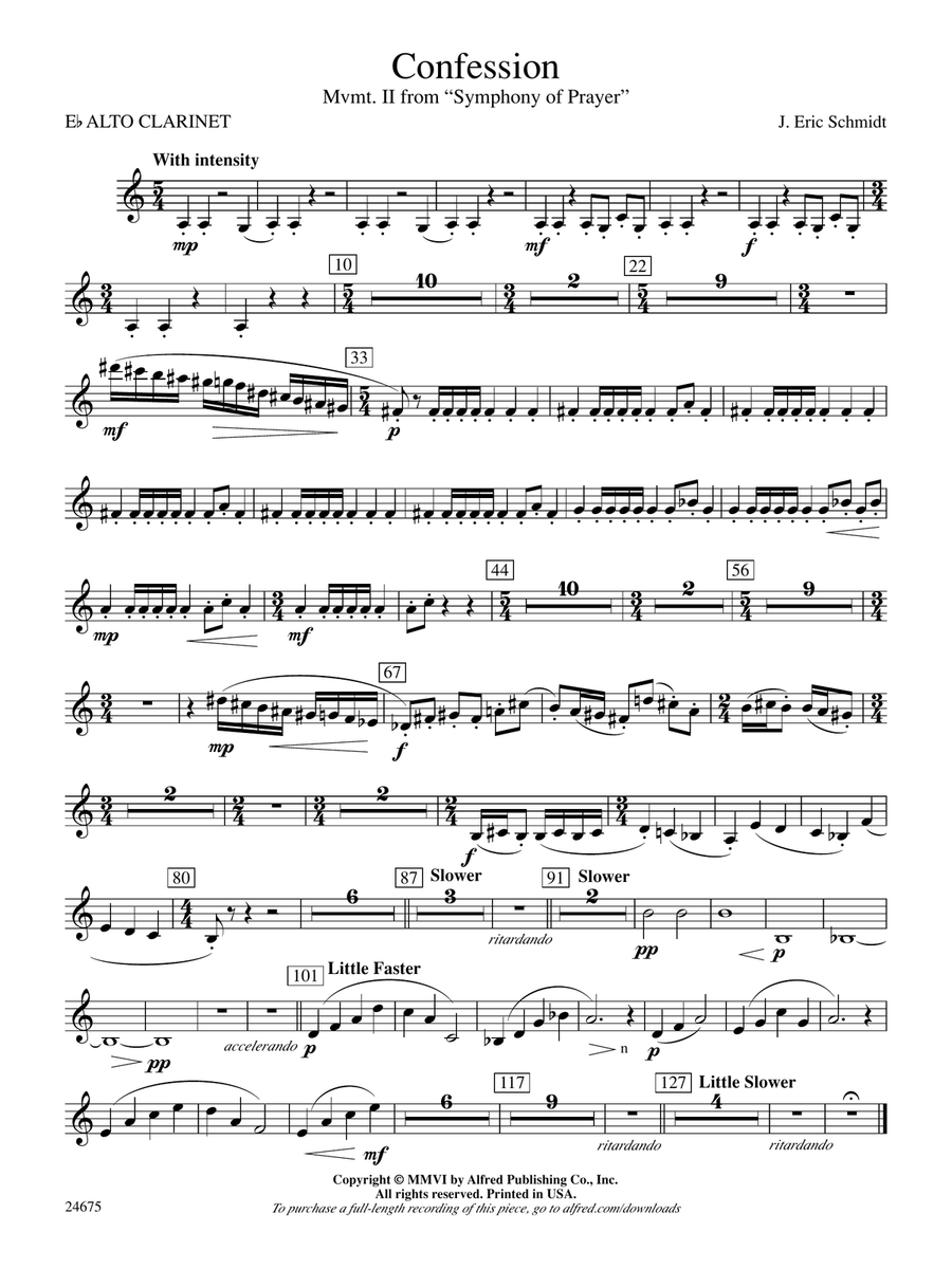 Confession (Movement 2 of Symphony of Prayer): E-flat Alto Clarinet