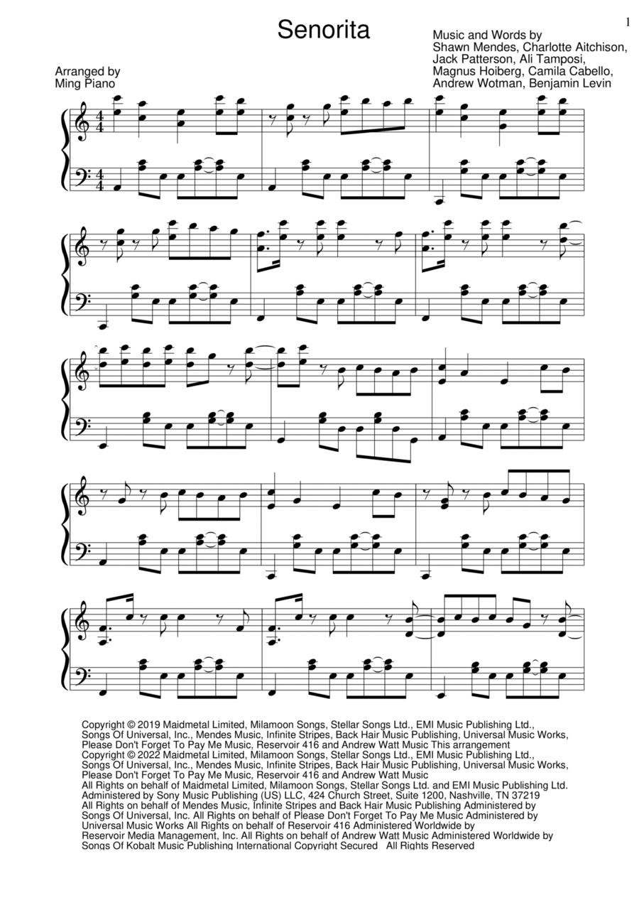 Señorita Señorita Piano Solo scores gallery preview page 1