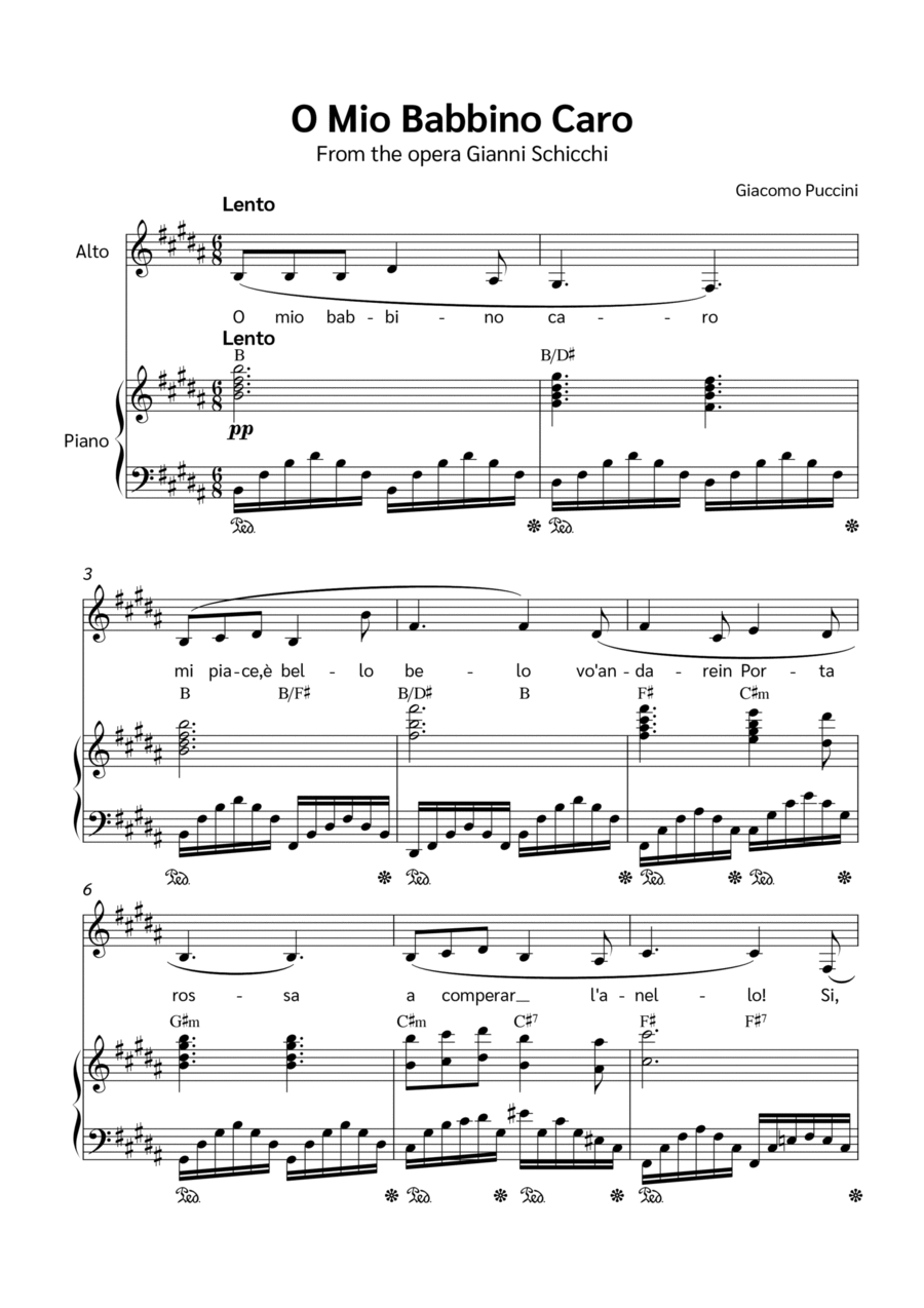 O Mio Babbino Caro Voice scores gallery preview page 1