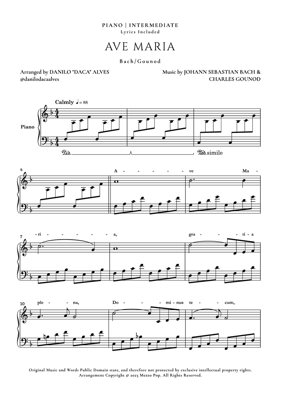 Ave Maria Piano Solo scores gallery preview page 1
