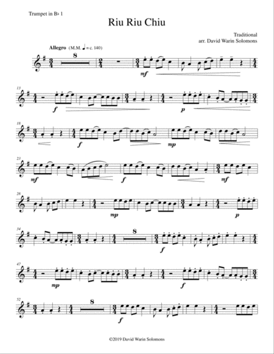 Riu Riu Chiu arranged for brass quintet Brass Quintet scores gallery preview page 5