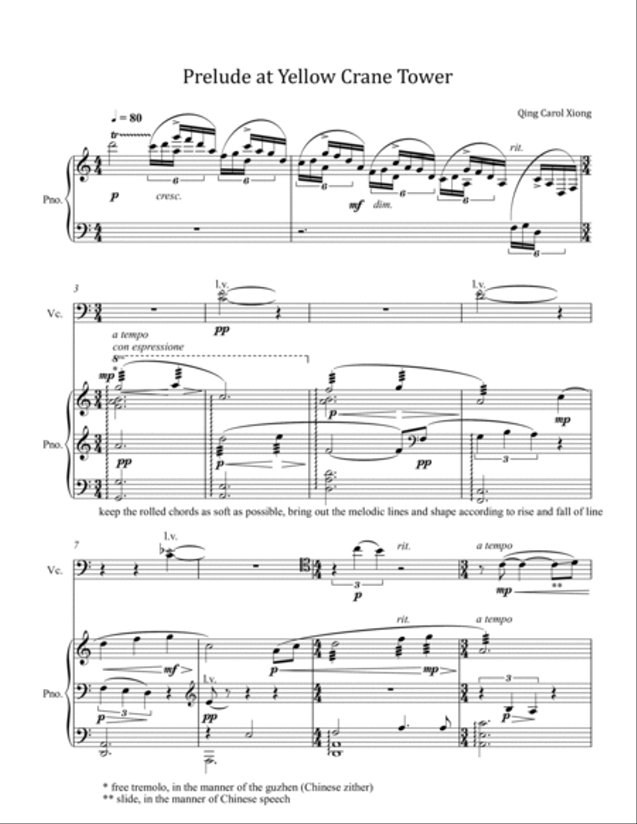 Prelude at Yellow Crane Tower Piano scores gallery preview page 2