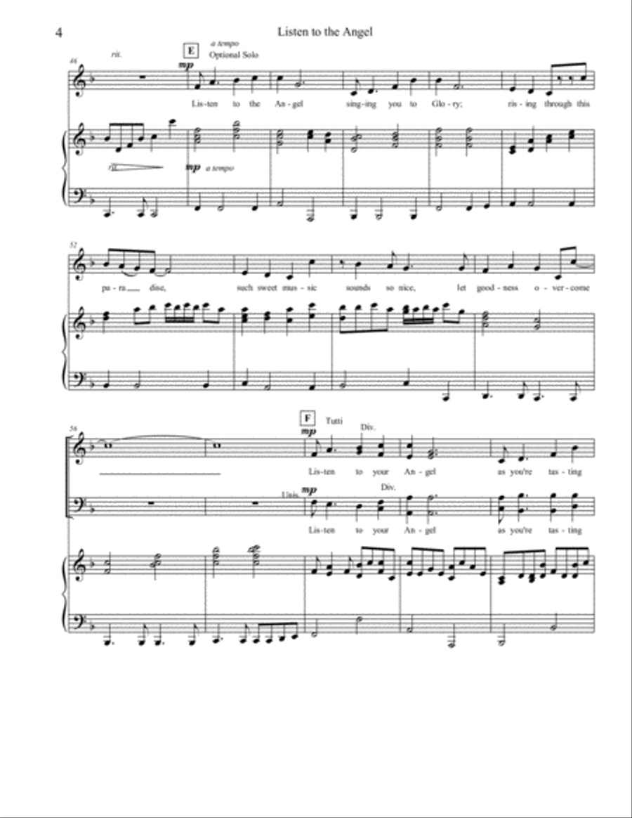 Listen to the Angel Listen to the Angel 4-Part scores gallery preview page 4
