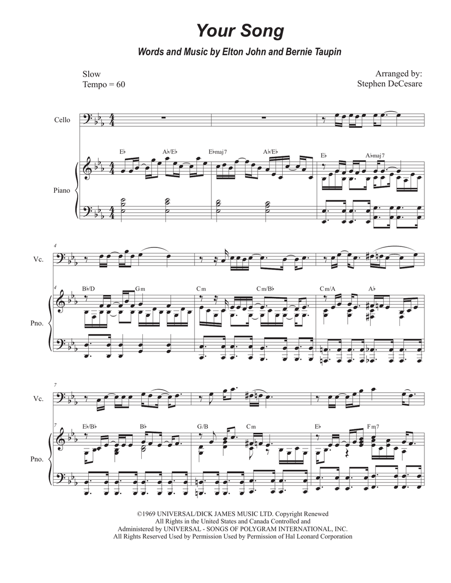 Your Song Your Song Piano scores gallery preview page 1