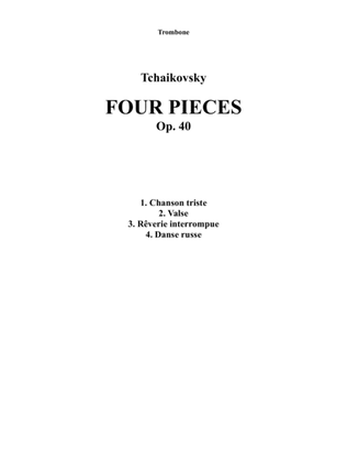 Book cover for Four Pieces, Op. 40 for Trombone & Piano