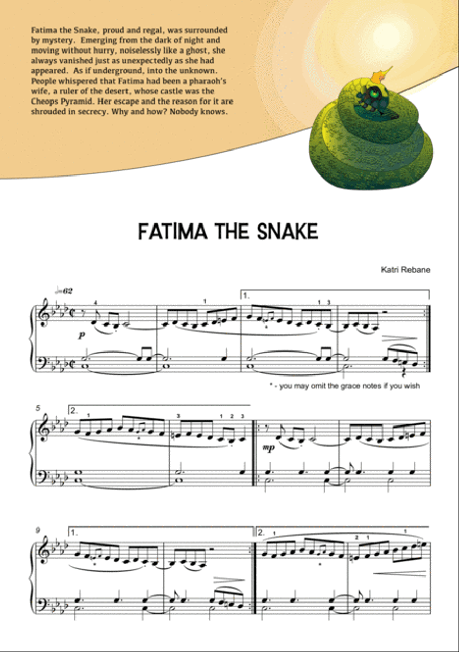 Piano Creatures. Fatima the Snake Easy Piano scores gallery preview page 2