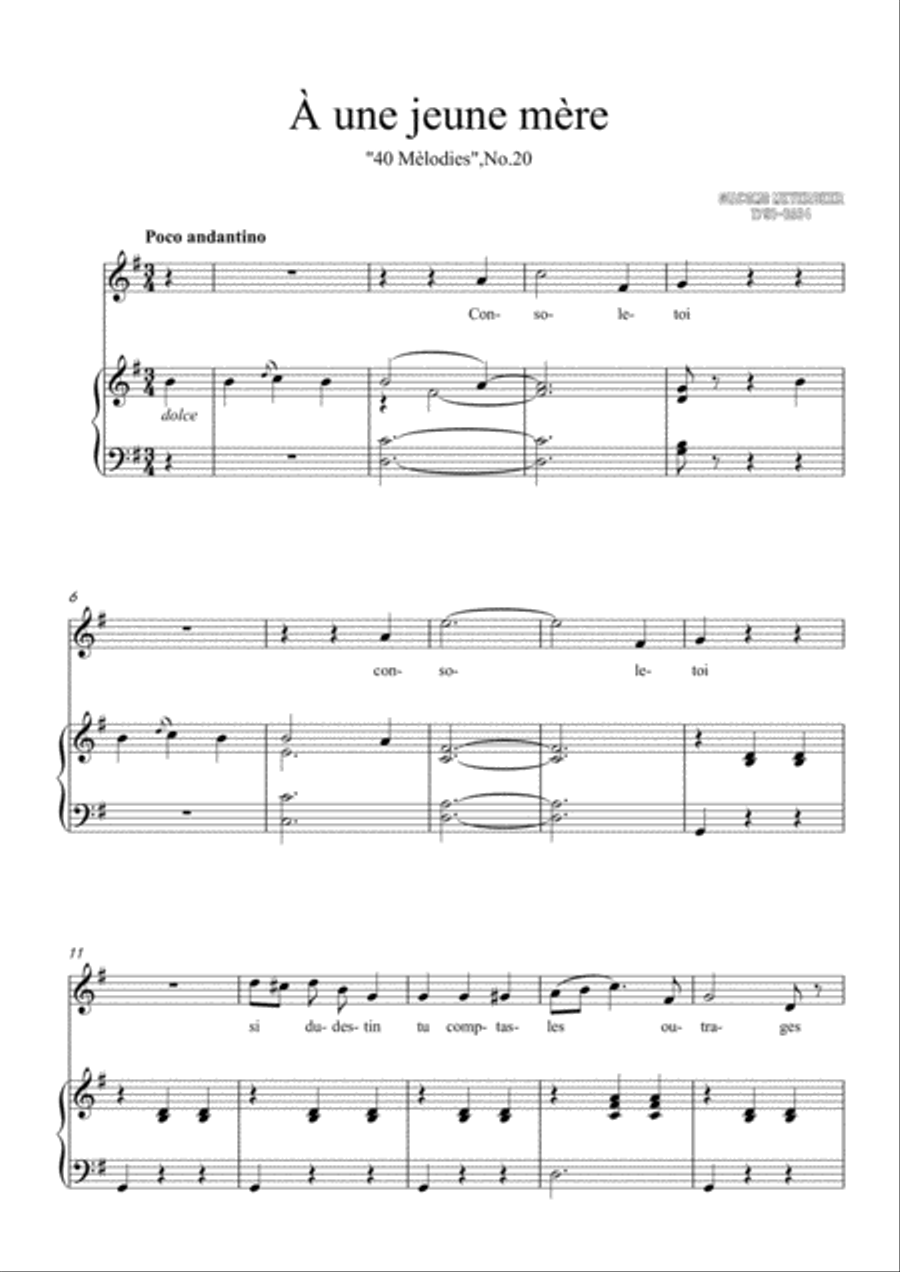 Meyerbeer-À une jeune mère in G Major,for Voice and Piano Voice Solo scores gallery preview page 3