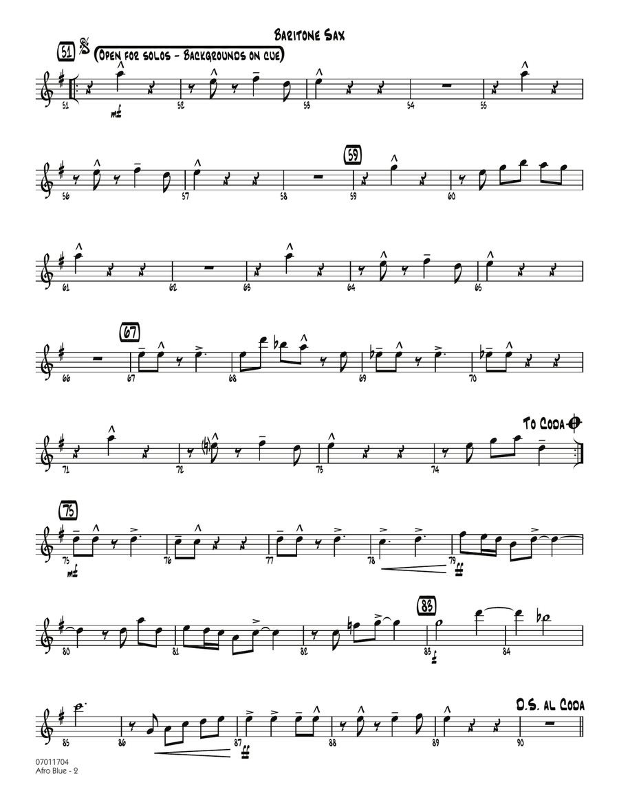 Afro Blue - Baritone Sax Jazz Ensemble scores gallery preview page 2