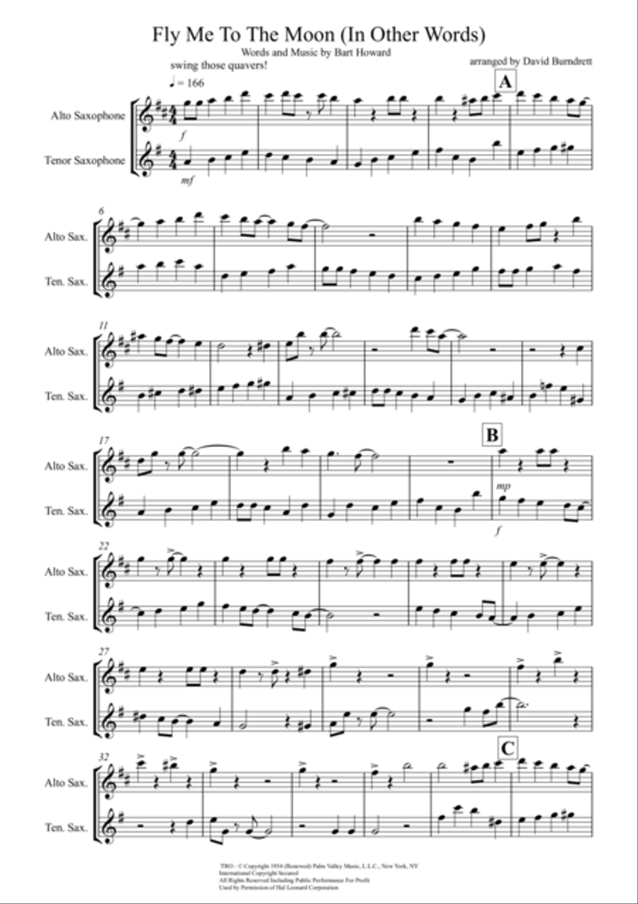 Fly Me To The Moon (In Other Words) Woodwind Duet scores gallery preview page 1