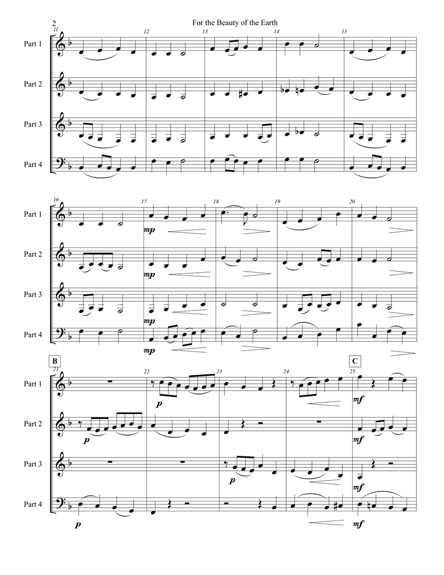 For the Beauty of the Earth: Fantasy on a tune by Conrad Kocher Concert Band scores gallery preview page 6