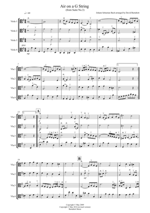 Book cover for Air on a G String for Viola Quartet