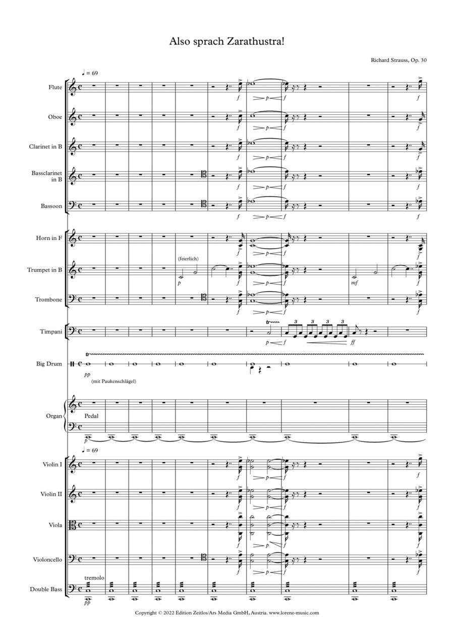 Also Sprach Zarathustra Full Orchestra scores gallery preview page 1