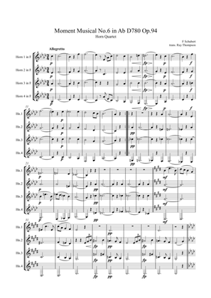 Book cover for Schubert: Moment Musical No.6 in Ab D780 Op.94 - horn quartet