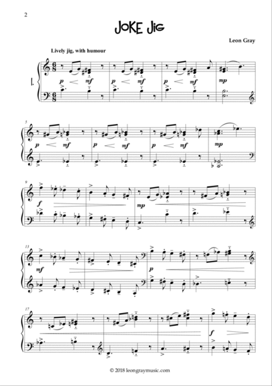 Joke Jig (No. 1), Dottystripe Lane © 2019 Leon Gray Piano Solo scores gallery preview page 2