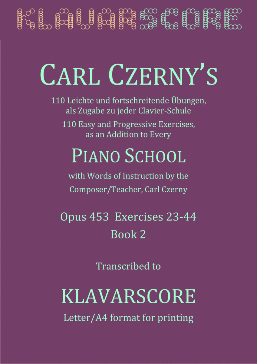 Czerny's 110 Easy and Progressive Exercises Opus 453, Ex. 23-44 KlavarScore notation (Lettter/A4) image number null