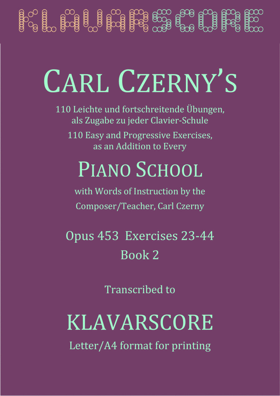 Czerny's 110 Easy and Progressive Exercises Opus 453, Ex. 23-44 KlavarScore notation (Lettter/A4) Piano Method scores gallery preview page 1