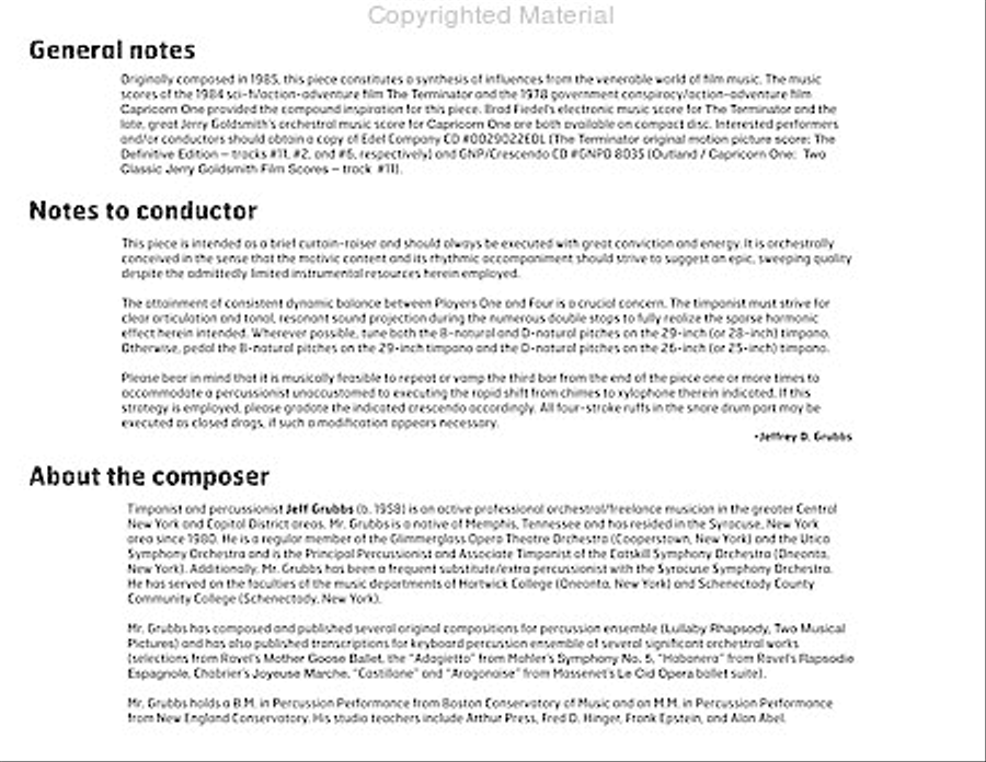 Fanfare for Percussion Quartet Percussion Ensemble scores gallery preview page 3