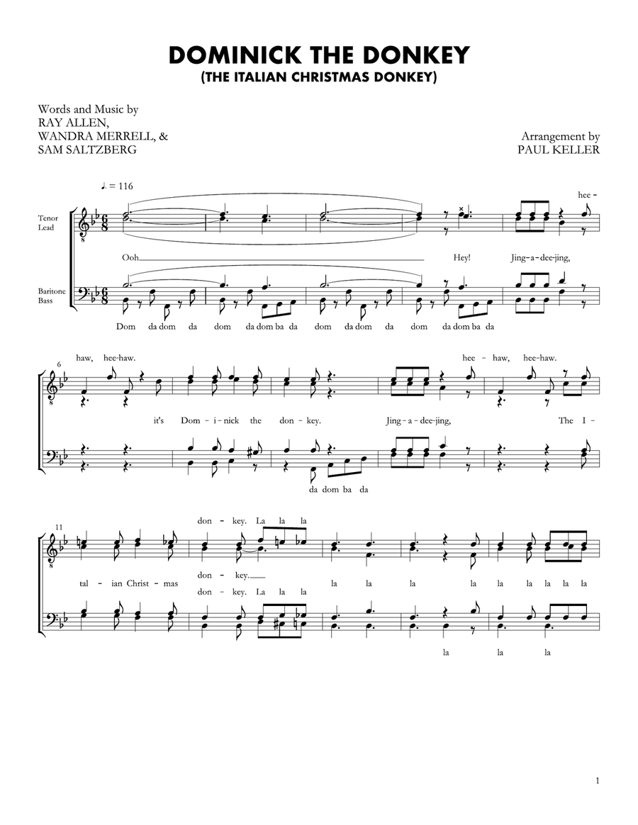 Dominick, The Donkey Dominick, The Donkey TTBB scores gallery preview page 1