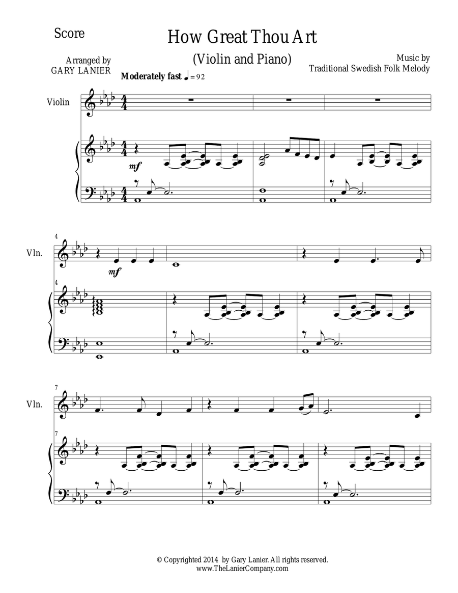 HOW GREAT THOU ART (For Violin and Piano with Score\Part) Violin Solo scores gallery preview page 2
