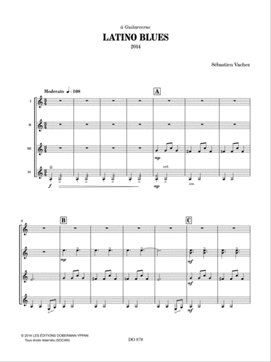 Latino Blues Latino Blues Guitar Ensemble scores gallery preview page 3