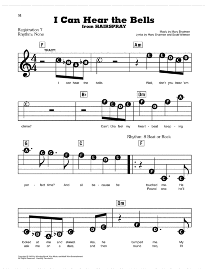 I Can Hear The Bells (from Hairspray) Electronic Keyboard scores gallery preview page 1