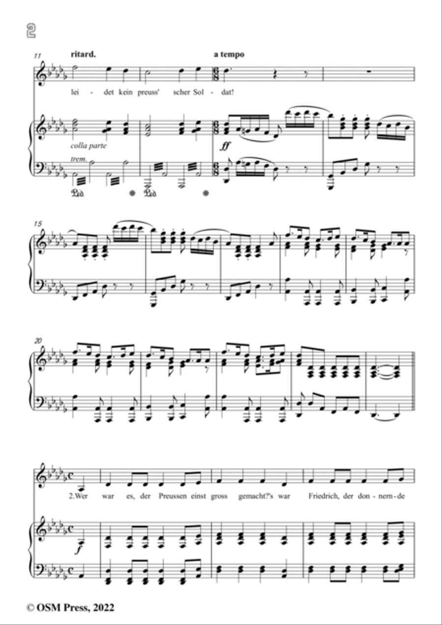 Loewe-Preussisches Hurrahlied,in D flat Major,for Voice and Piano Voice Solo scores gallery preview page 4