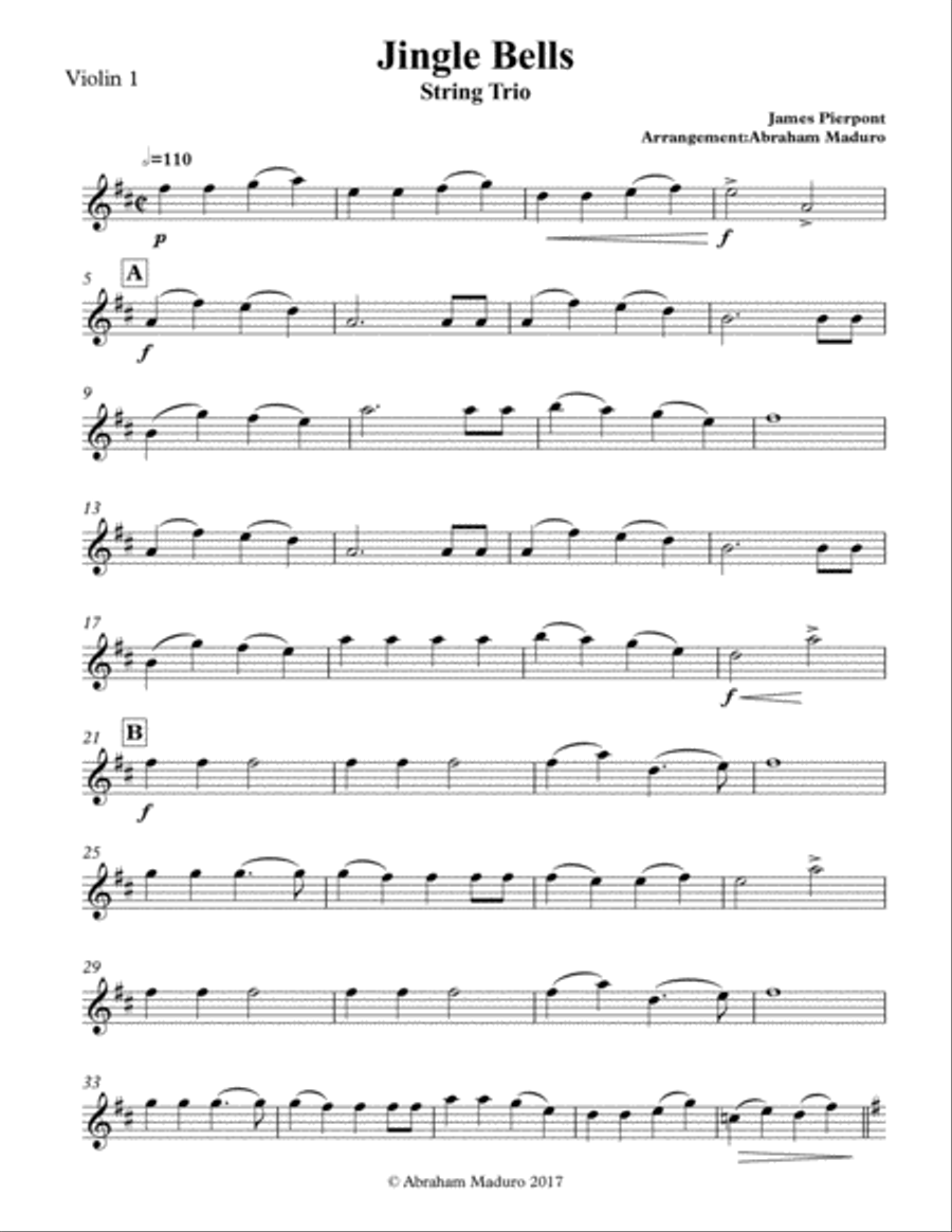 Jingle Bells Two Violins and Cello Trio String Trio scores gallery preview page 6