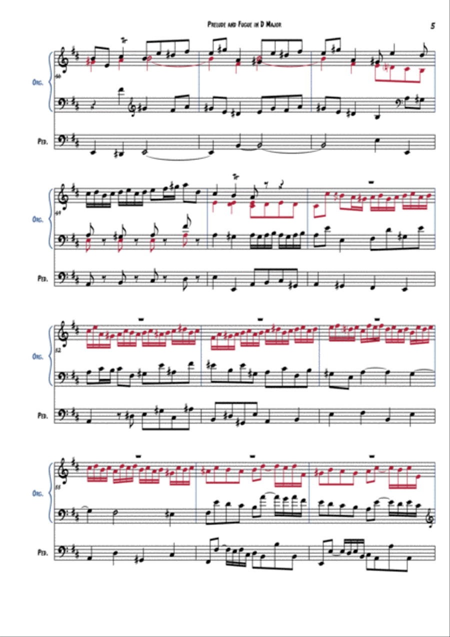 Johann Ludwig Krebs - Prelude and Fugue in D Major - Fugue Organ Solo scores gallery preview page 6