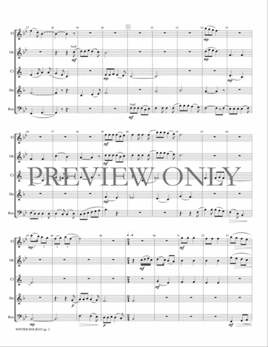 Winter Holiday Woodwind Quintet scores gallery preview page 3