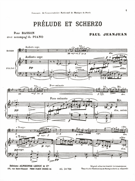 Prelude Et Scherzo (bassoon & Piano)