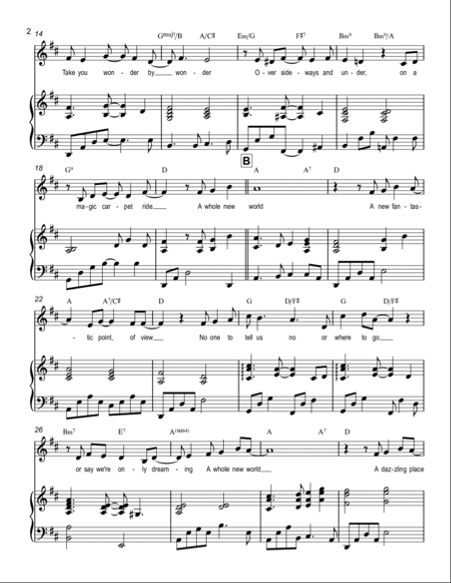 A Whole New World, from Aladdin Voice scores gallery preview page 2