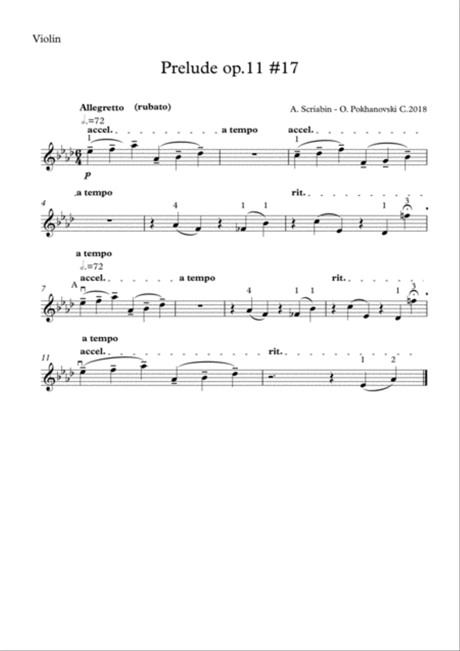 Scriabin Prelude op.11 #17 Violin Solo scores gallery preview page 2