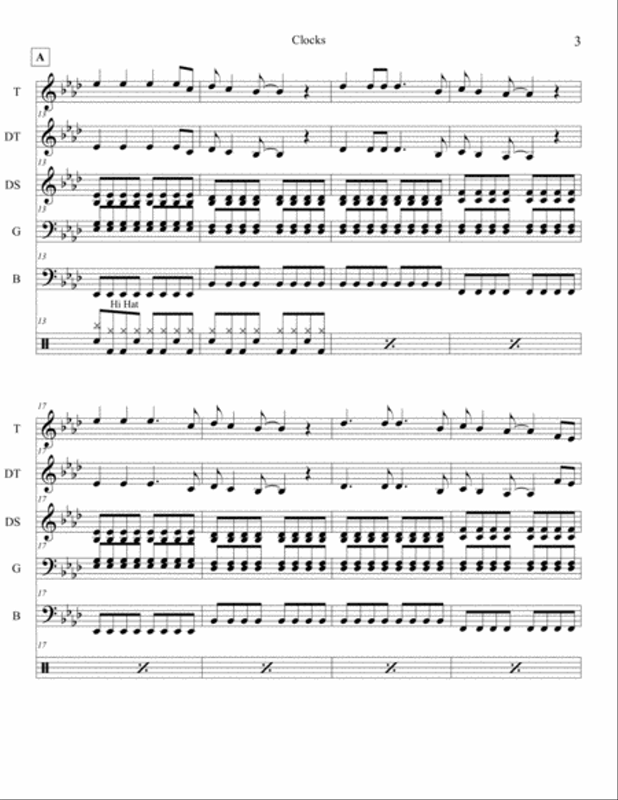 Clocks Percussion Ensemble scores gallery preview page 3