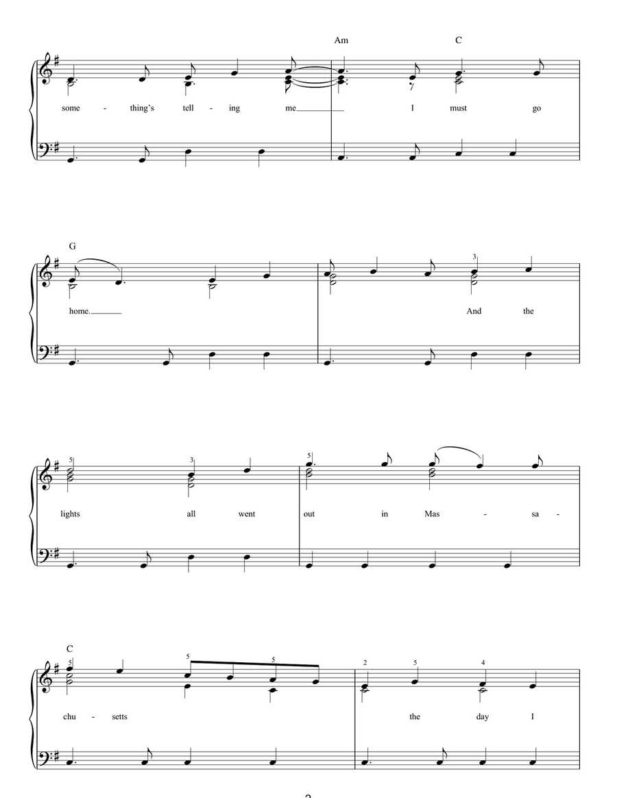 Massachusetts Massachusetts Easy Piano scores gallery preview page 2
