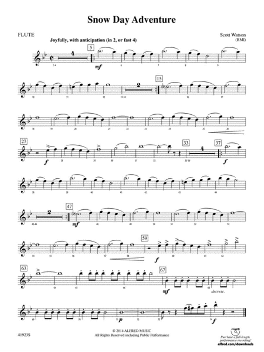 Snow Day Adventure: Flute Concert Band scores gallery preview page 1