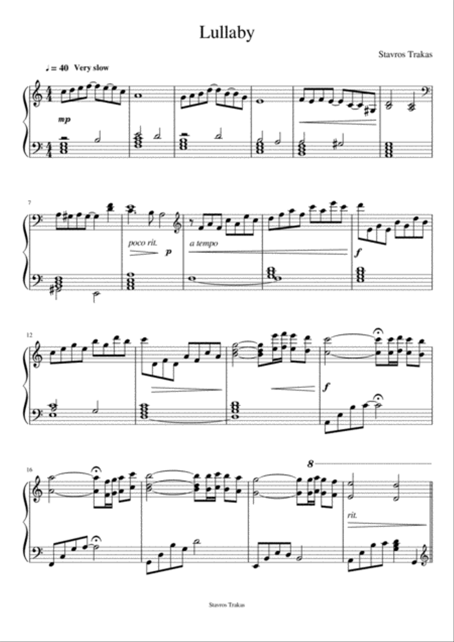 Lullaby Piano Solo scores gallery preview page 1