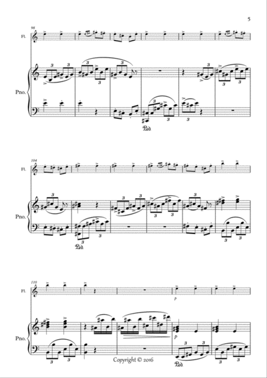 Humoresque No.5, A.Dvorak (flute and piano) Flute Solo scores gallery preview page 5