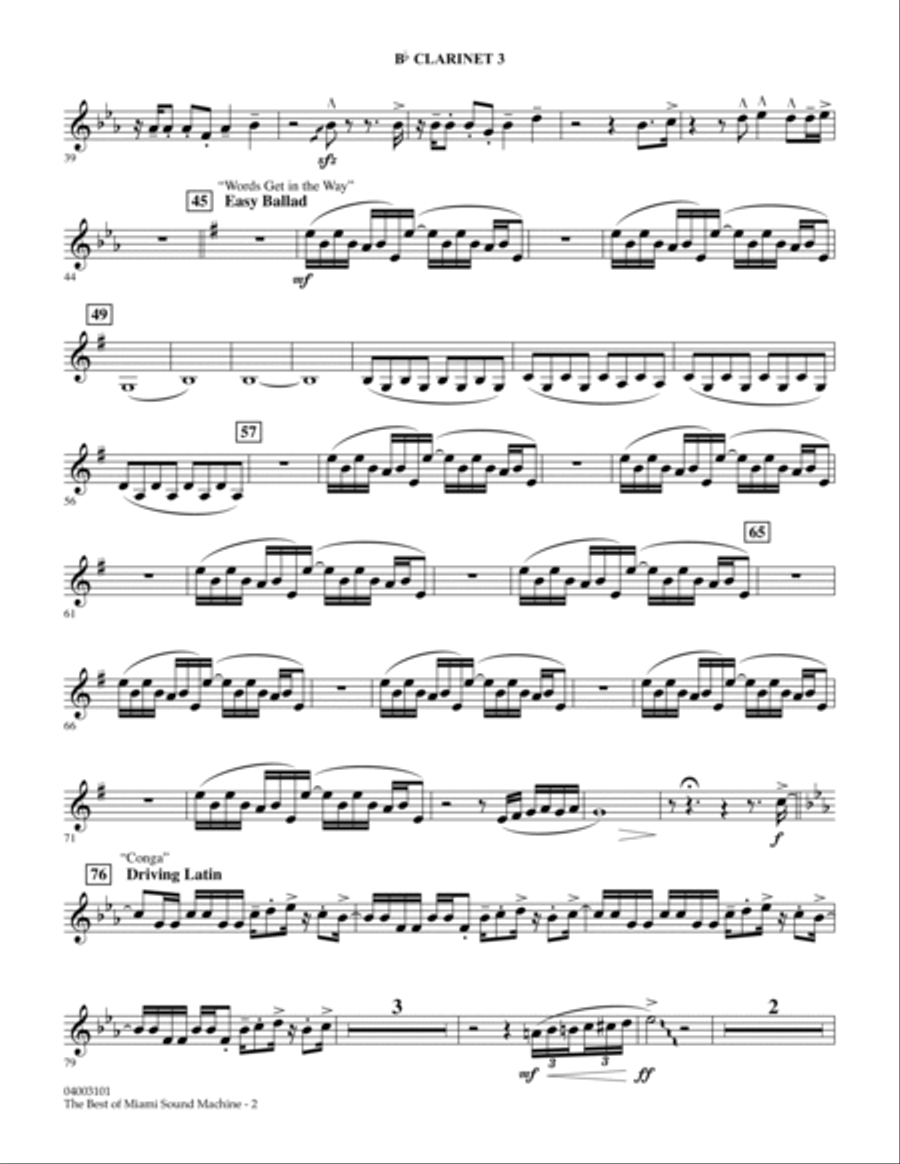 The Best Of Miami Sound Machine - Bb Clarinet 3 Concert Band scores gallery preview page 2