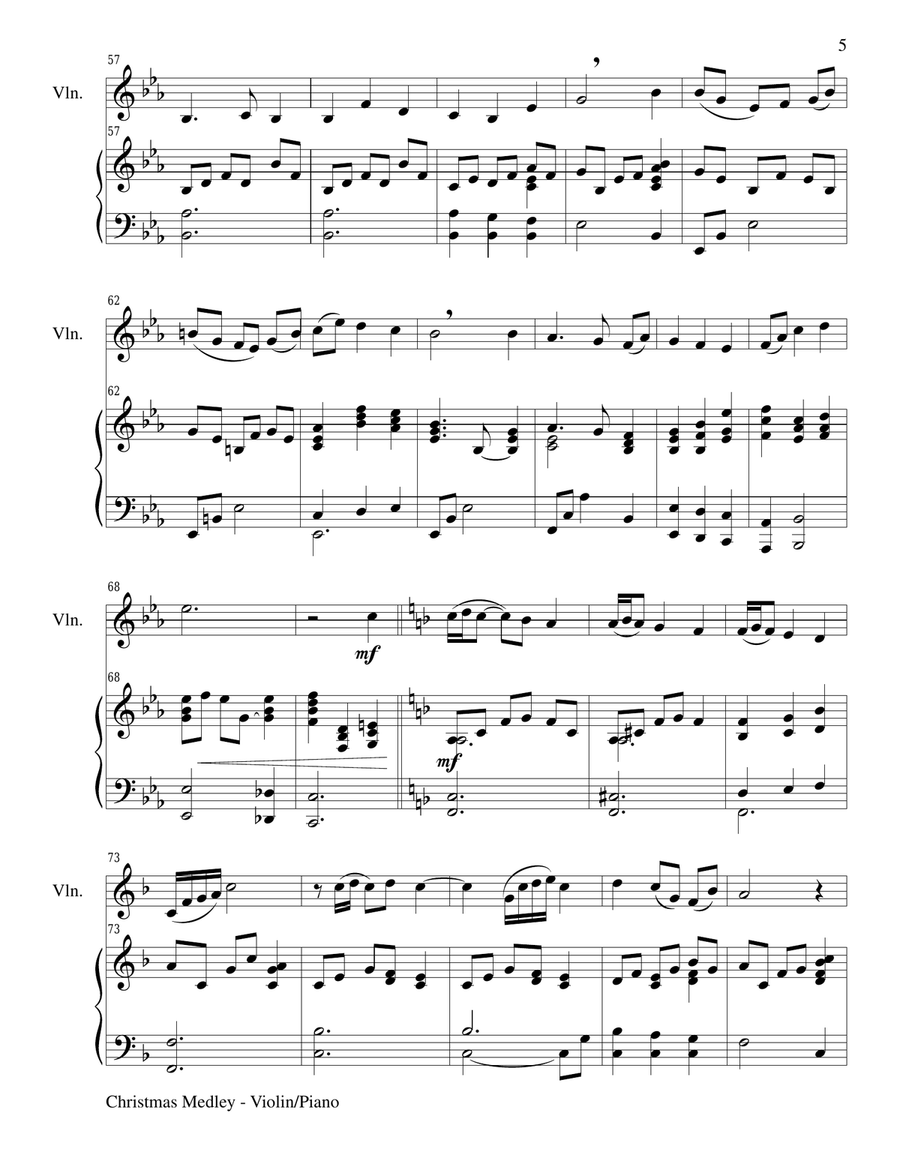 CHRISTMAS JOY MEDLEY (Sing-A-Long with Violin and Piano) Small Ensemble scores gallery preview page 5