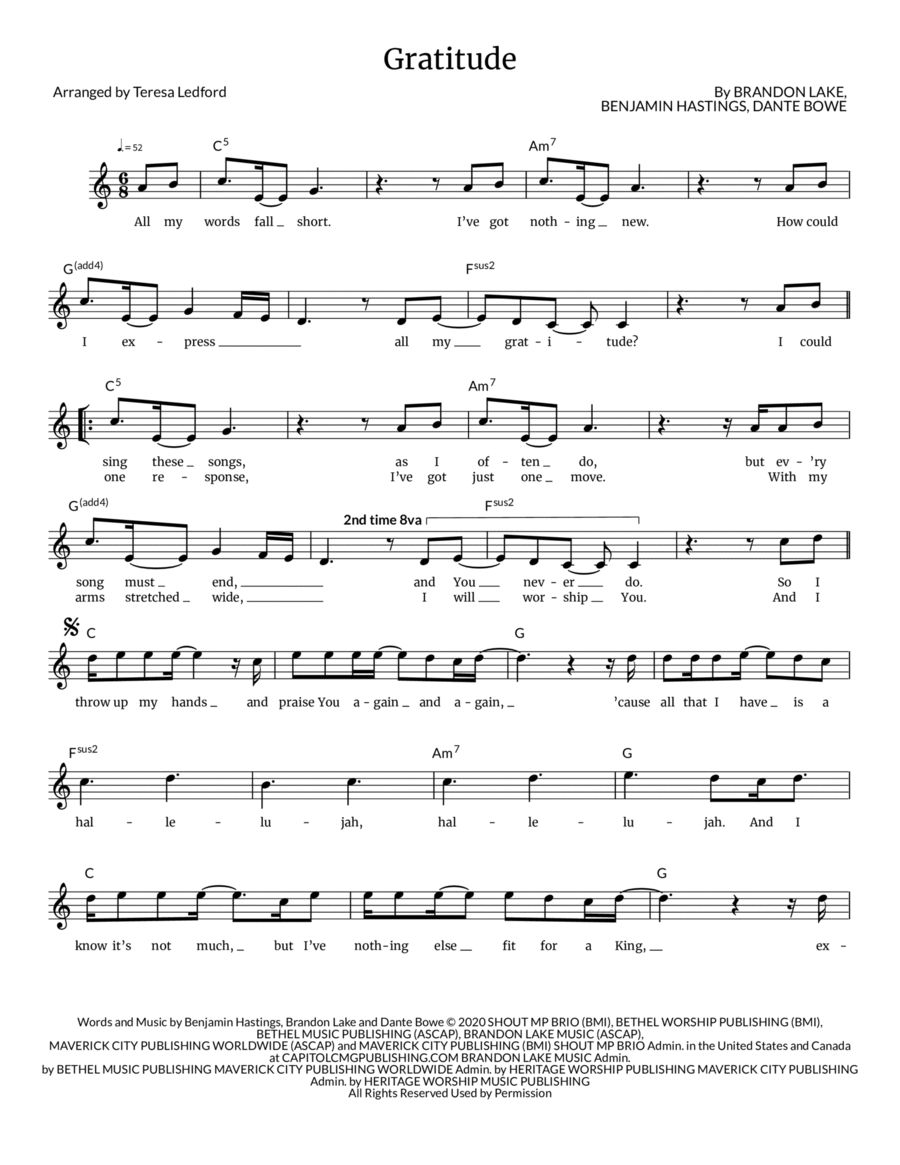 Gratitude Piano scores gallery preview page 1