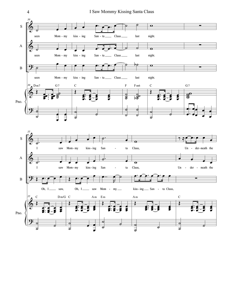 I Saw Mommy Kissing Santa Claus 3-Part scores gallery preview page 4